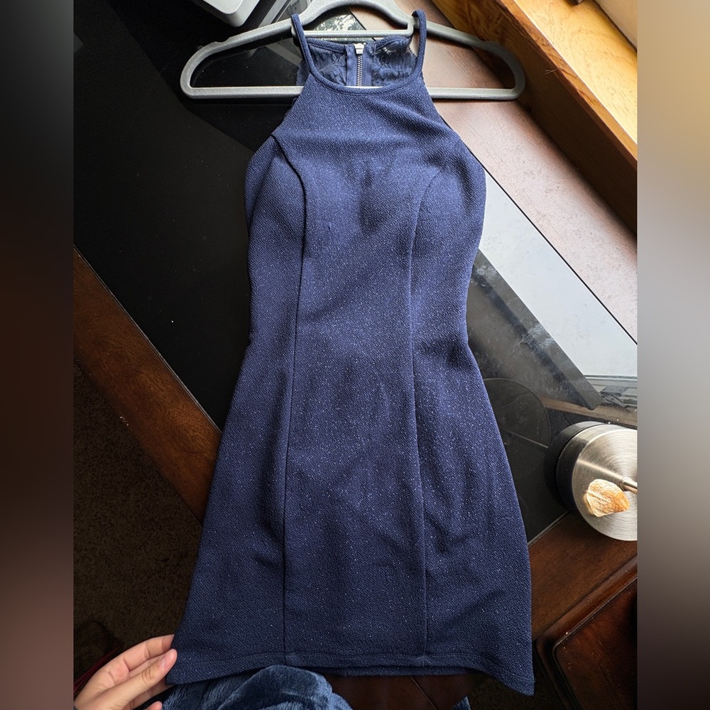 Sparkling Navy Blue Sleeveless homecoming Dress